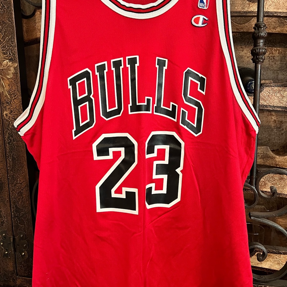 Michael Jordan Authentic Champion Bulls Red Jersey